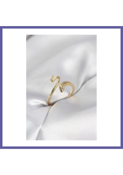 Bezos Gold Renk Yılan Model Zirkon Taşlı Kadın Yüzük Nıda 05550600