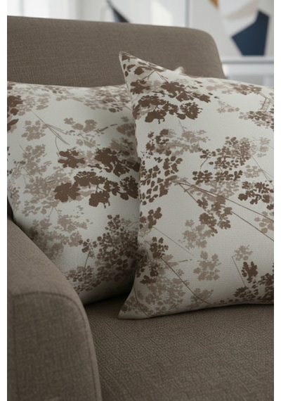 Chevron Bohem Dekoratif Punch Yastık Kırlent Kılıfı 2 Adet 45x45 Hayat Ağacı Kahverengi 45 x 45