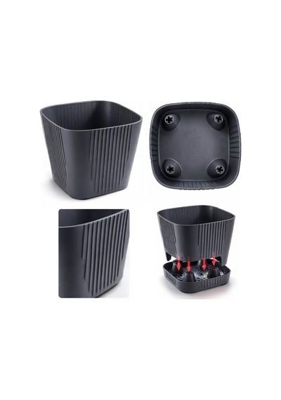 Omnipazar So-zb05 Zambak Dekoratif Plastik Saksı 8.8 Litre No:5 Antrasit 116