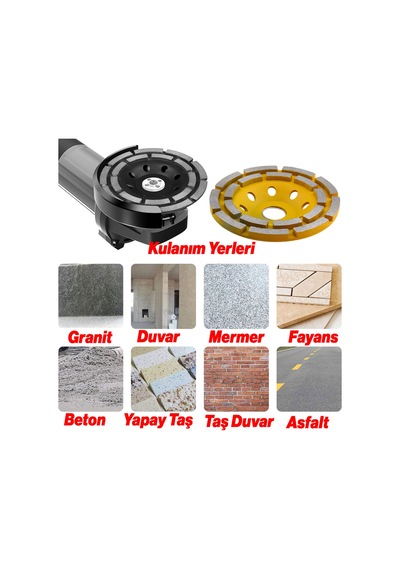 Kalite Beton Mermer Granit Taşlama Elmas Çanak Disk Yüzey Silme Temizleme Çift Sıra Segmanlı 115 Mm