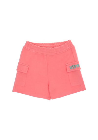 U.S. Polo Assn. Kız Çocuk Pembe Relax Fit Kargo Cepli Örme Şort 50300980-VR041