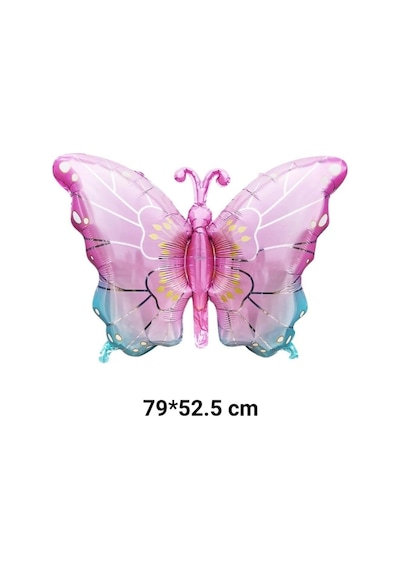 Kelebek Pembe-mavi Folyo Balon 79 52,5 Pembe