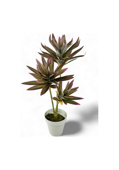 Yapay Çiçek Pembe Yukka Ağacı 60cm 3dal Salon Çiçeği Beyaz Saksılı Yapay Bitki