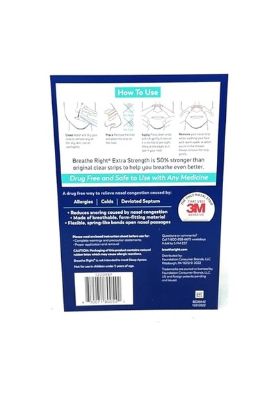Breathe Right Extra Strength Burun Bandı Şeffaf Renk 72 Adet Erkek