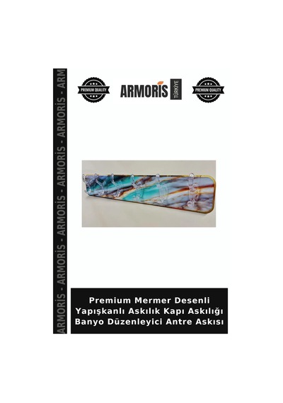 Premium Mermer Desenli Yapışkanlı Askılık Kapı Askılığı Banyo Düzenleyici Antre Askısı Diğer