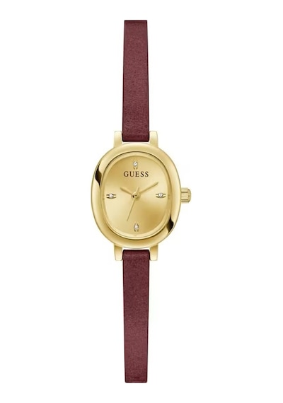 Guess Gugw0925l7 Bordo Deri Kordon Oval Kadın Kol Saati Altın