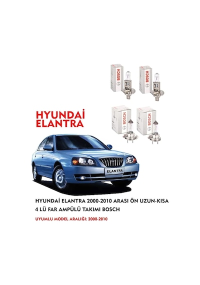 Hyundai Elantra 2007 Model Ön Uzun-kısa 4 Lü Far Ampülü Takımı