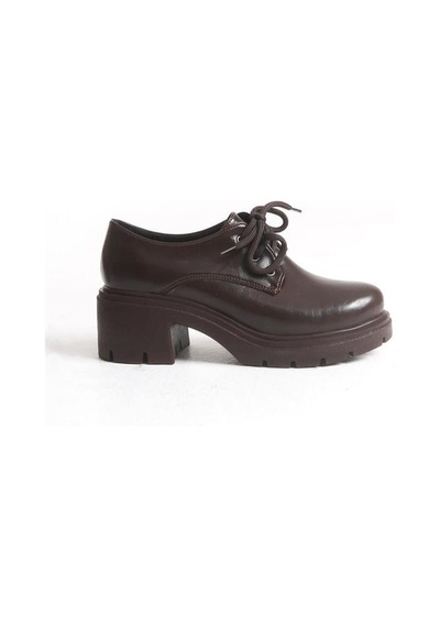 Alemdarshop K-707 Kahve Kırışık Rugan Yüksek Tabanlı Bağcıklı Loafer Ayakkabı C.kahve