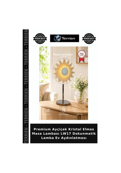 Premium Ayçiçek Kristal Elmas Masa Lambası Lw17 Dokunmatik Lamba Ev Aydınlatması