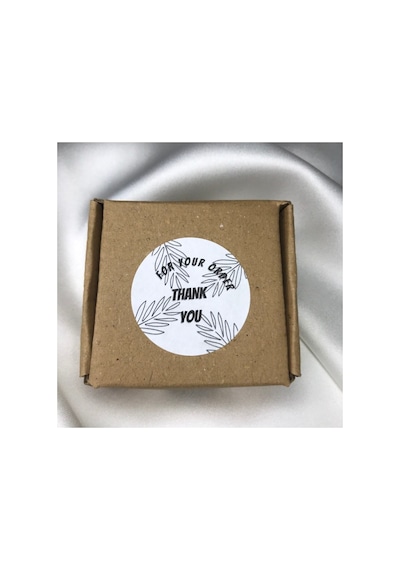 Than You For Your Order Sticker Siyah Beyaz Yaprak Yuvarlak Etiket 4 Cm -40 Adet Çok Renkli