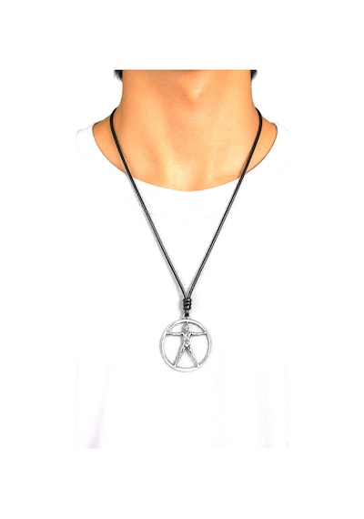 Kore İp Askılı Ve Krom Çelik Kaplamalı Unisex Tribal Kolye Gümüş6