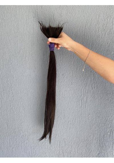 Sentetik - Gerçek Karşım İnsan Saçı 60cm 4 Bağ 390 Gram Siyah