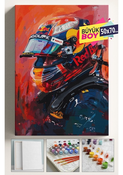 Sayılarla Boyama Seti Numaralı Tuval Fırça Boya Dahil Kasnaklı Set 50x70 Cm - F1moto