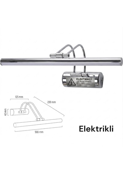 9w 50cm Krom Flüt Aplik Beyaz Işık