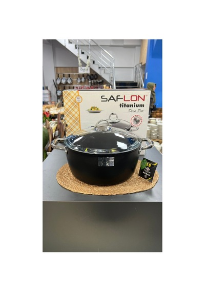 Safinox 28 Cm Derin Titanyum Tencere Siyah - 673009855 Siyah