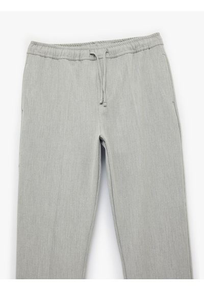 Koton Regular Fit Cepli Beli Bağcıklı Kumaş Pantolon Gri 6sam40014hw Gri