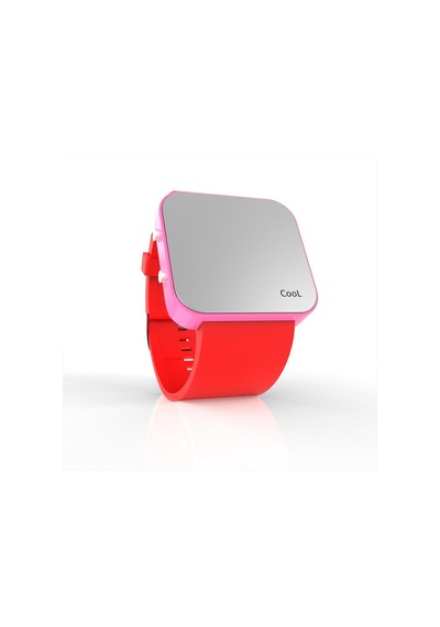 Cool Watch Saat - Pembe Led Kasa - Kırmızı Kayış Unisex
