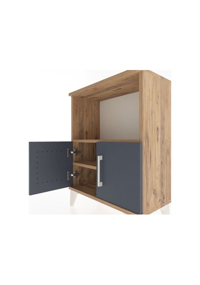 Arges Komodin Tek Raflı Tek Çekmeceli 60x30x80 Çam-antrasit Çam