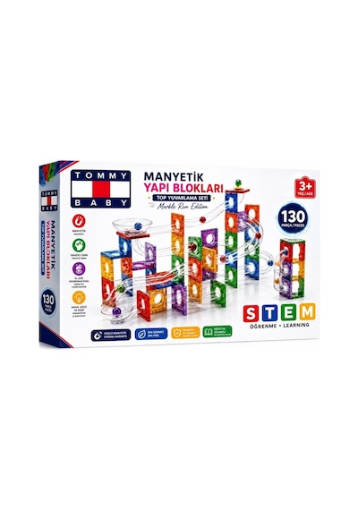 Manyetik Yapı Blokları Top Yuvarlama Seti Çocuklar İçin Renkli 3 Boyutlu 130 Parça Manyetik Oyun Seti