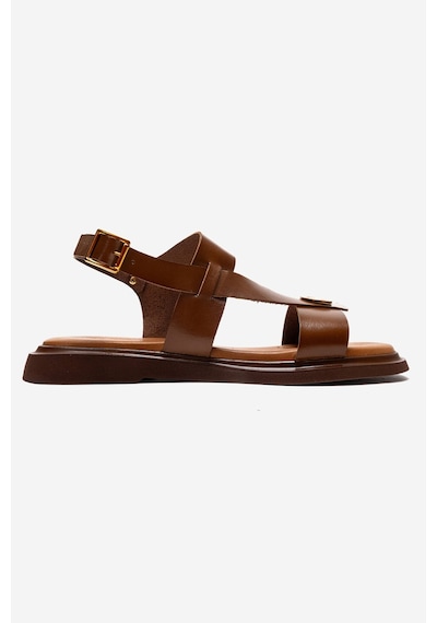 Luvishoes Quella Taba Hakiki Deri Tokalı Kadın Sandalet