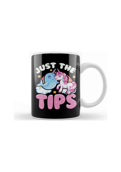 Funny Just The Tips Cute Narwhal Unicorn Pun Kupa Bardak Porselen Karışık