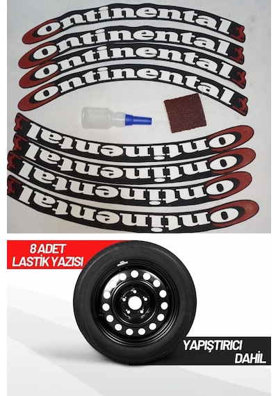Continental Motosiklet Ve Otomobil Araç 3d Oto Lastik Yazısı Sticker Arma 8 Adet
