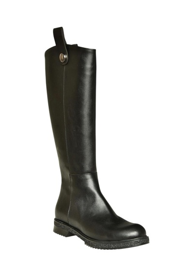 Fox Shoes V965012009 Siyah Düz Tabanlı Klasik Kadın Çizme Siyah-Suni Deri
