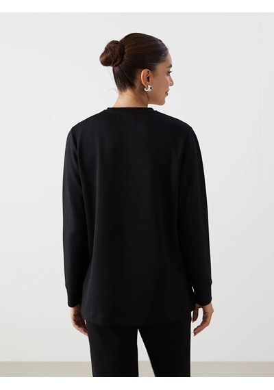 Lc Waikiki Lcwaıkıkı Classic Siyah Bisiklet Yaka Renk Bloklu Kadın Sweatshirt Tunik Siyah/beyaz Lc Waikiki Lcwaıkıkı Classic Siyah Bisiklet Yaka Renk Bloklu Kadın Sweatshirt Tunik Siyah/beyaz