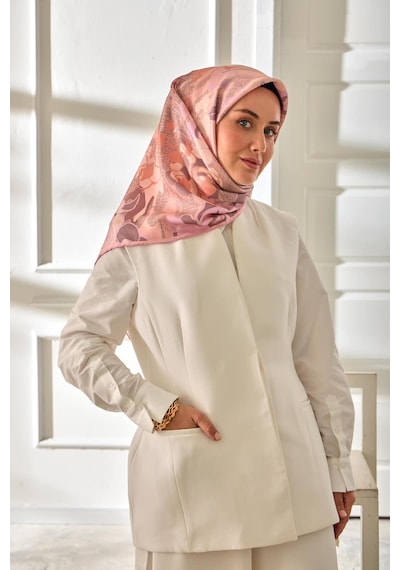 Silk Home Twill İpek Eşarp 11483-33 Pembe, Gül Kurusu, Lila, Koyu Vizon