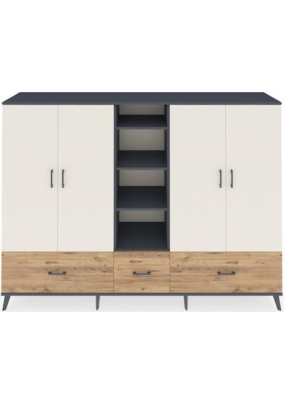 Hyperion Dolap 12 Raflı 3 Çekmeceli 4 Kapaklı 220x44x163 Antrasit Antrasit-aytaşı/çam Hyperion Dolap 12 Raflı 3 Çekmeceli 4 Kapaklı 220x44x163 Antrasit Antrasit-aytaşı/çam