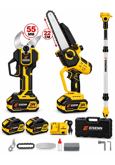 Eisenn Spark Seri 55 Mm Dijital Makas + 22 Cm Otomatik Yağlamalı Dijital Testere +2.2 Mt Teleskop Süper Bahçe Seti