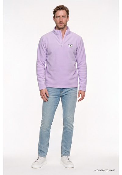 Ac&Co / Altınyıldız Classics Erkek Lıla Anti-pilling Tüylenme Yapmayan Soğuk Geçirmez Standart Fit Bato Yaka Sweatshirt Polar Lila