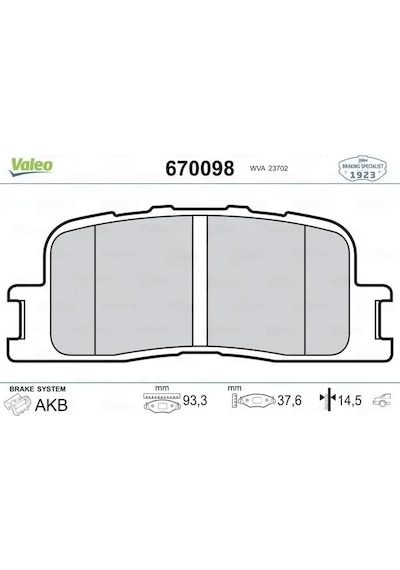 Ford C-max Arka Fren Balatasi 2004-2019 Valeo 670098