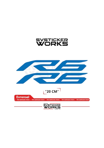 Yamaha R6 Uyumlu Yazı Sticker Yüksek Kalite Özel Kesim Folyo 2'li Set Mavi