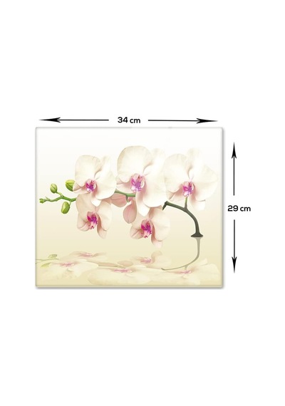 Decorıta Krem Orkide Desen/ Cam Kesme Tahtası 29cm X 34cm Diğer