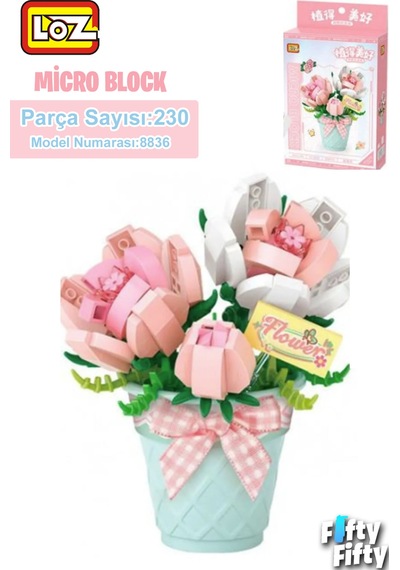 Loz Micro Block Serisi Çiçek Buketi 230 Parça Oyuncak Yapım Seti Fflz-8836