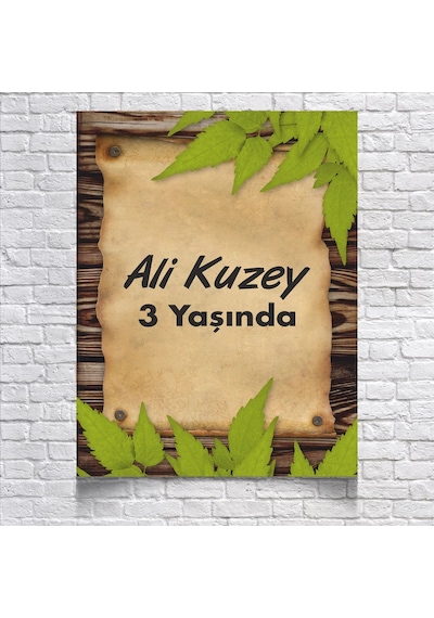 Eskitme Kağıt Temalı Doğum Günü Afişi 100x150 Cm