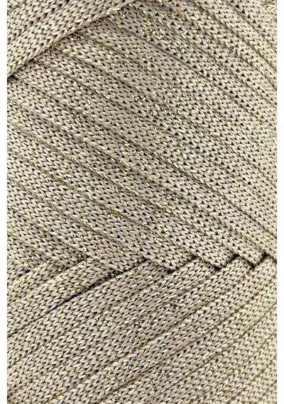 Premium Simli Ribbon Polyester İp 200 Gr Makrome Supla İpi Ve Çanta İpliği Simli Sütlü Kahve