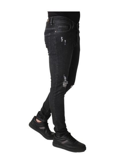 Erkek Denim Pantolon Lzr Işlmli Trend Siyah