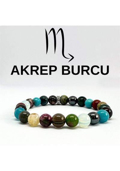 Akrep Burcu Bilekliği 8mm Doğaltaş Bileklik - 16 Cm Çok Renkli