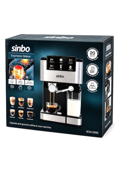 Siyah - Krom Espresso Kahve Makinesi 6 Farklı Kahve 1.5lt Su Hazne - 500ml Süt Hazne 1350w Scm-2995 5250