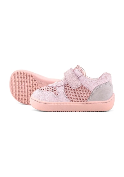 Rakerplus Bob Hakiki Deri Pudra Gri Barefoot Cırtlı Lastikli Bebek Sneaker Ayakkabı Pudra