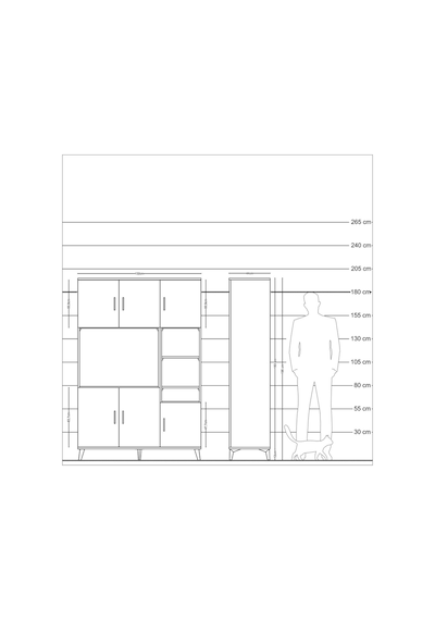 Hyperion Dolap 10 Raflı 6 Kapaklı 132x44x195 Çam-antrasit/ant... Çam