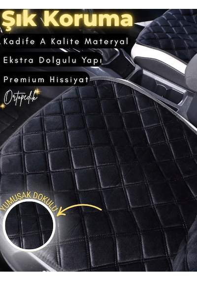 Toyota Corolla Se Hatchback Uyumlu 2'li Süet Oto Koltuk Minderi Universal Oto Aksesuar A2 Siyah