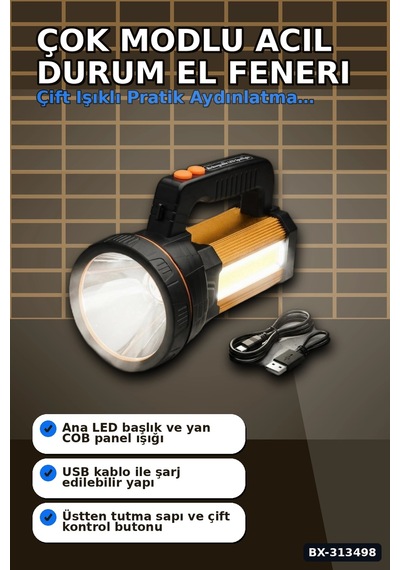 Çok Modlu 800w Acil Durum El Feneri - 800m Menzilli - Kamp Ve Doğa Aktiviteleri İçin Bx-313498 Çok Renkli
