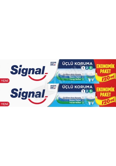 3 Adet Signal Diş Macunu Üçlü Koruma 120 Ml + 120 Ml 2'li