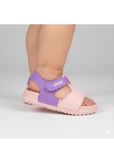 Vicco Sevan Cırtlı Hafif Çok Rahat Çocuk Sandalet Pudra