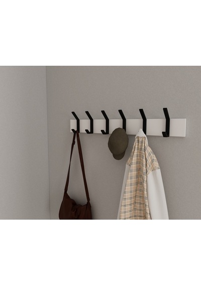 Hepsi3boyutlu Modern Duvar & Kapı Kanca Askılık - 6 Adet Siyah Kanca Askılık - Model No : 1 Siyah