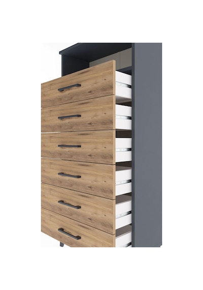Arges Dolap Tek Raflı 6 Çekmeceli 60x30x134 Antrasit-çam Antrasit