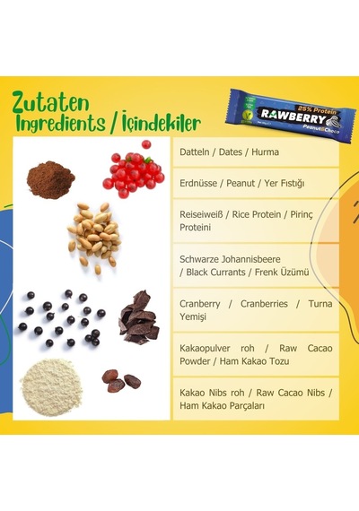 Rawberry %25 Protein Glutensiz Kuruyemiş Bar 15 x 33 G